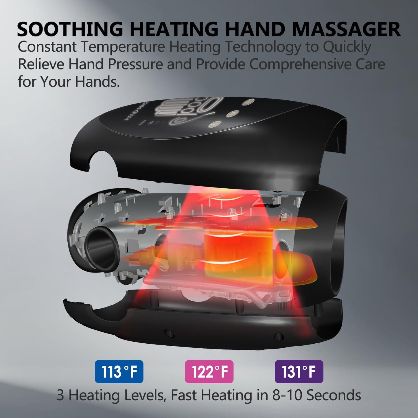 FSA-HSA Eligible Hand Massager with Heat and Compression for Arthritis Pain Relief, with 5-Finger Individual Therapy, Fits All Hand Sizes,Rechargeable & Portable (White)