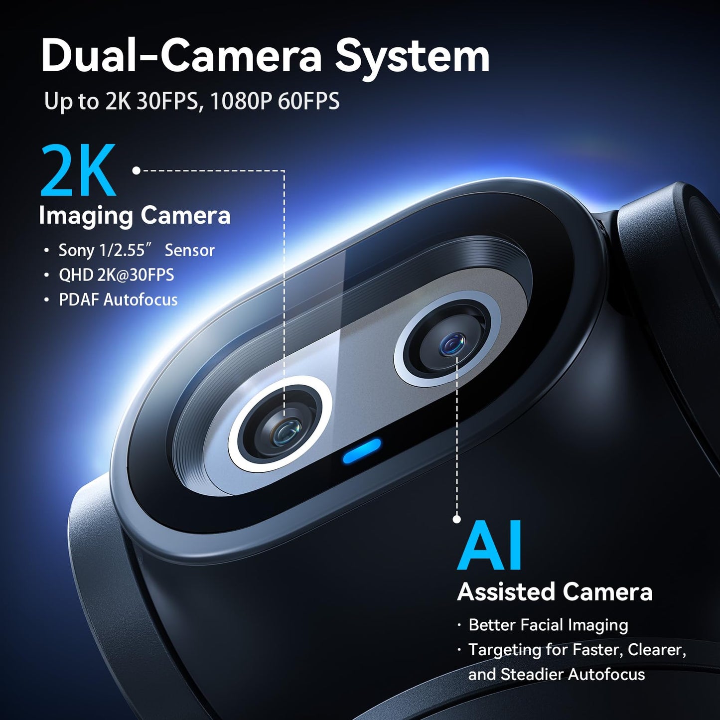 EMEET PIXY Dual-Camera AI-Powered PTZ Camera 4K with Tripod, AI Tracking, PDAF&AI Autofocus 0.2s, 1/2.55'' Sony Sensor, 3 Mics, Presets, 4K Webcam for Streaming, OBS/Twitch/Switch 2 Compatible