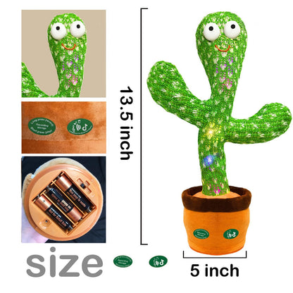 Hunfur Interactive Baby Toys Dancing Talking Cactus Toy,Funny Gift for Infant, Singing Record Repeat What You Say Light Up Toy for Toddler Boy Girl (Volume Adjustment)