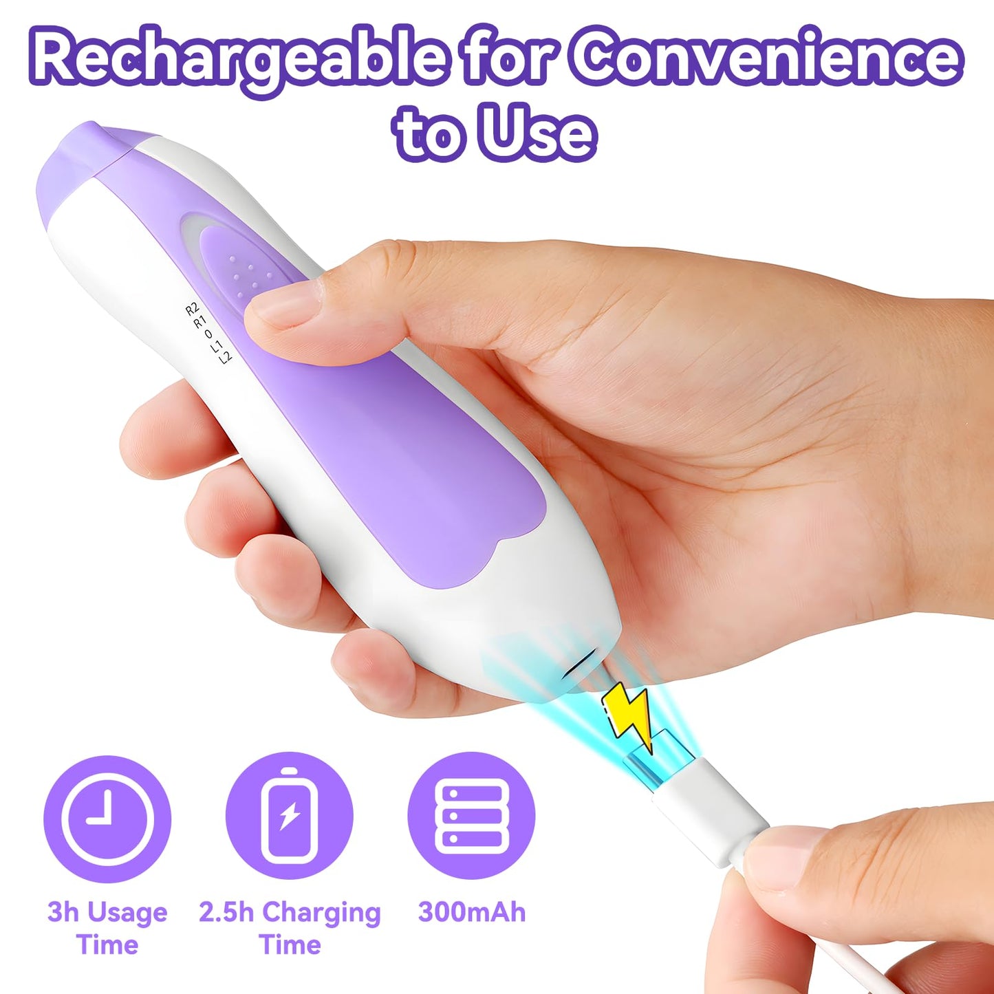 Electric Nail File Drill for Baby No Sharp Claws Hurt, 6 in 1 Safety Cutter Trimmer Clipper for Toes and Fingers (Blue)