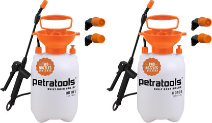 Petratools 1 Gallon Pump Sprayer – HD101 Garden Sprayer for Weeds, Lawn Care & Pesticides – 52” Long Hose, 2 Nozzles & Easy Carry Handle – Durable & Lightweight
