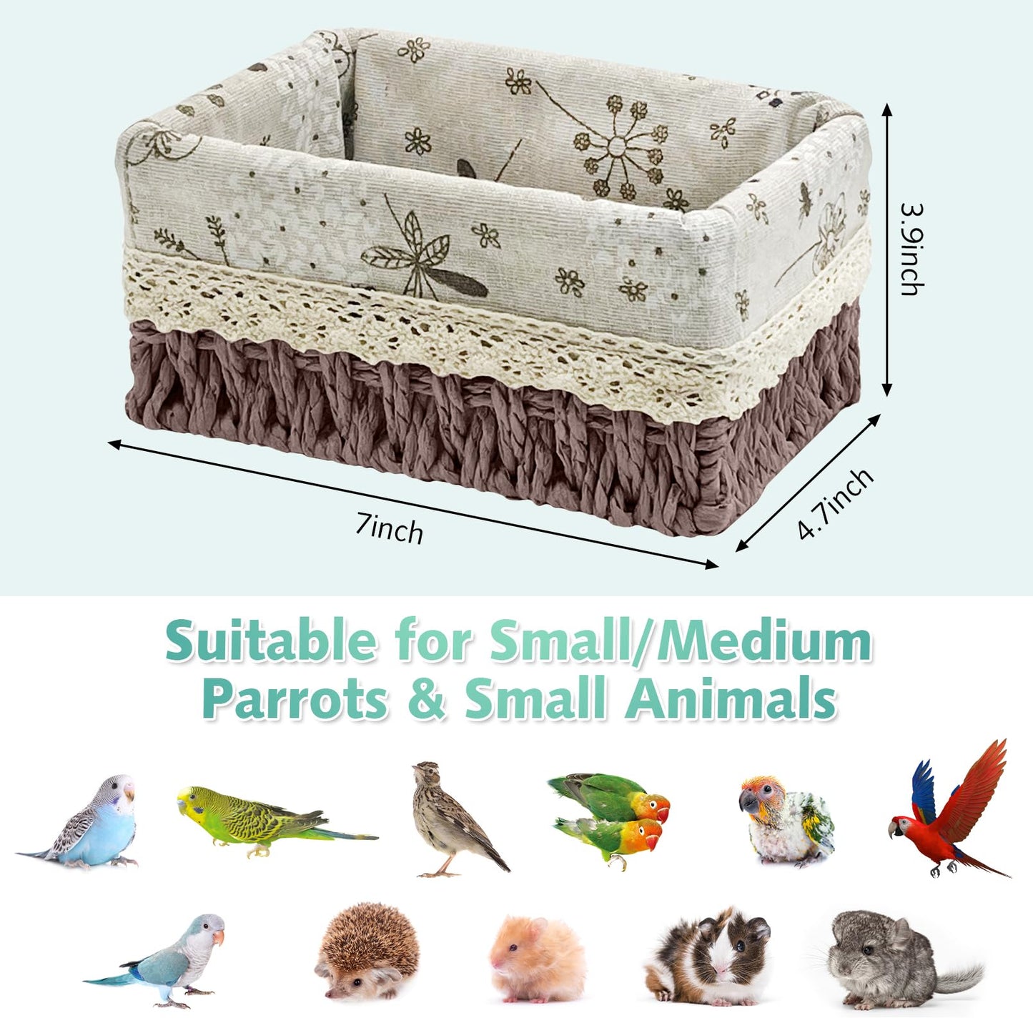 kathson Bird Nest Parrot House Birds Sleeping Bed Straw Weave All Season Hanging Hammock Bird Bed Snuggle Hut Birdcage Accessories for Parakeets Budgies Cockatiels Conures Quaker Parrot(Yellow)