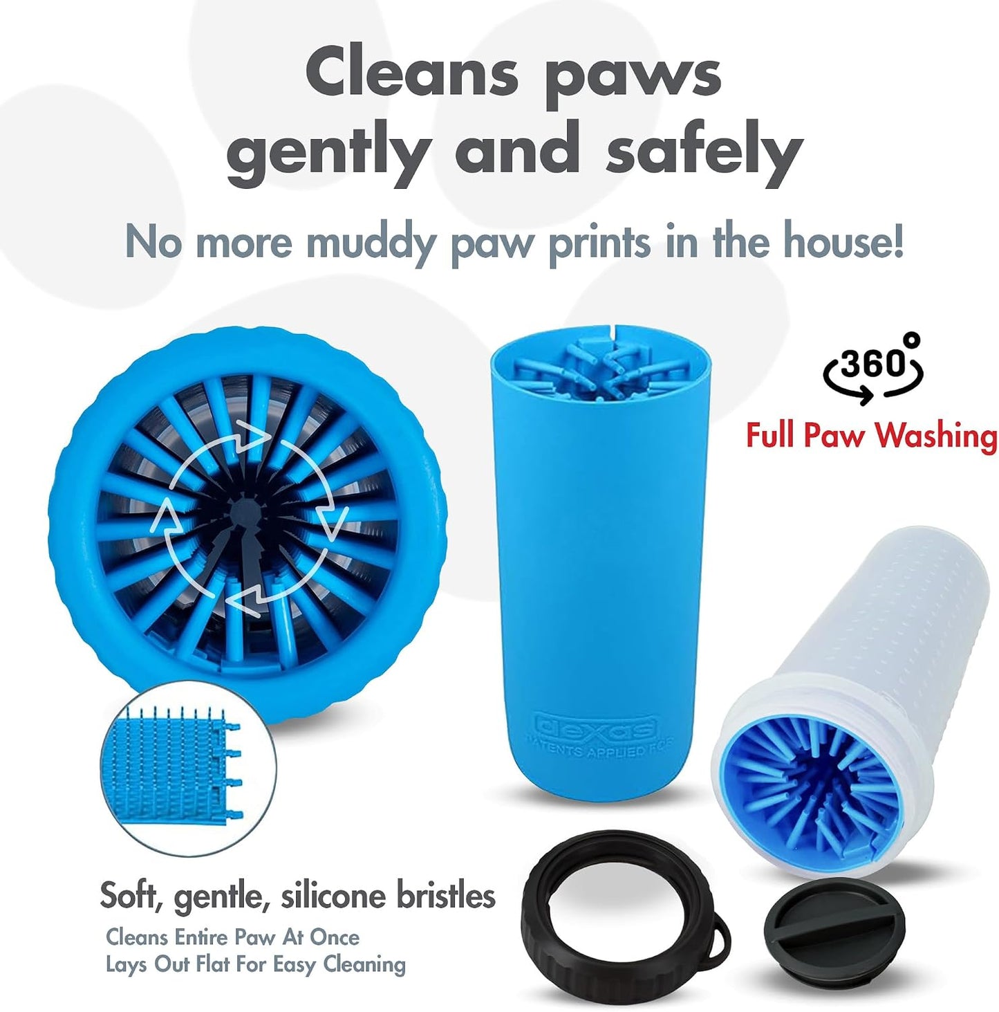 Dexas MudBuster Portable Dog Paw Cleaner - Premium Quality, Blue, Small Size for Pet Supplies and Accessories