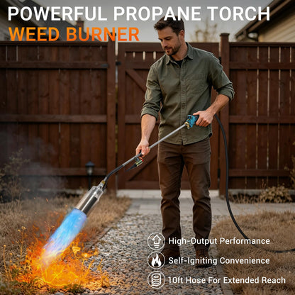 Sondiko Propane Torch Weed Burner, High Output Weed Torch Flamethrower, 30" Detachable Long Arm Heavy Duty Blow Torch For Garden, Wood, Ice, Snow, Melting(PROPANE TANK NOT INCLUDED)