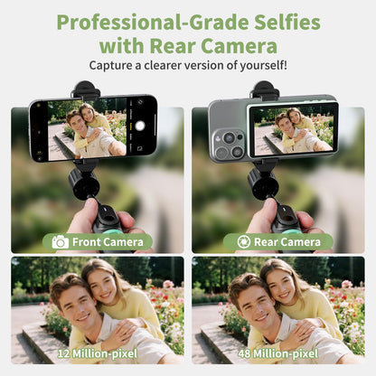 Selfie Monitor Screen, Vlog 4K 30fps Video Recording for iPhone & Android Using Phone Rear Camera for Selfie Vlog Live Stream TikTok, with Blue Tooth Remote, Content Creator Essentials (Purple)