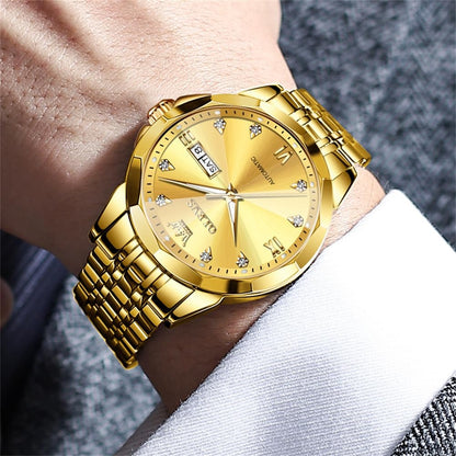 OLEVS Skeleton Men Watches Automatic Business Luxury Diamond Self Winding Watch for Men Stainless Steel Calendar Wrist Watch