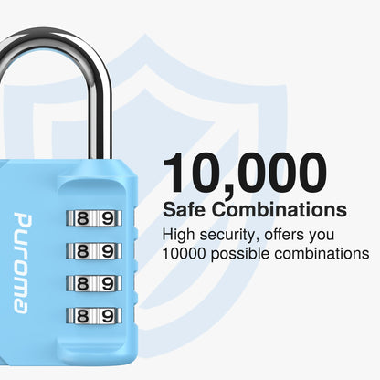 Puroma 2 Pack Combination Lock 4 Digit Padlock for School Gym Locker, Sports Locker, Fence, Toolbox, Case, Hasp Storage (Black & Code Window)