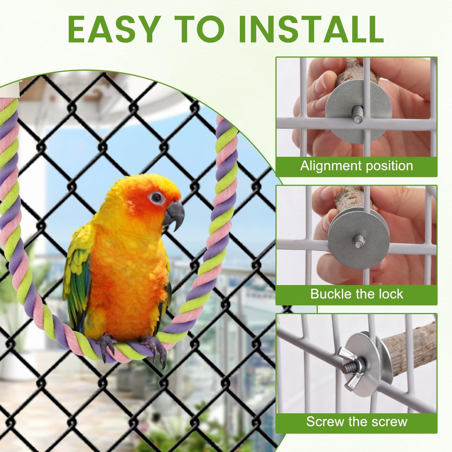 8 PCS Bird Perch Set for Cage - Natural Apple Wood Platforms & Hardwood Branches for Parakeets, Budgies, Cockatiels - Small Bird Habitat Gym, Climbing Stand & Safe Chew Toys