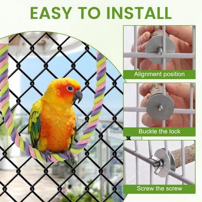 8 PCS Bird Perch Set for Cage - Natural Apple Wood Platforms & Hardwood Branches for Parakeets, Budgies, Cockatiels - Small Bird Habitat Gym, Climbing Stand & Safe Chew Toys