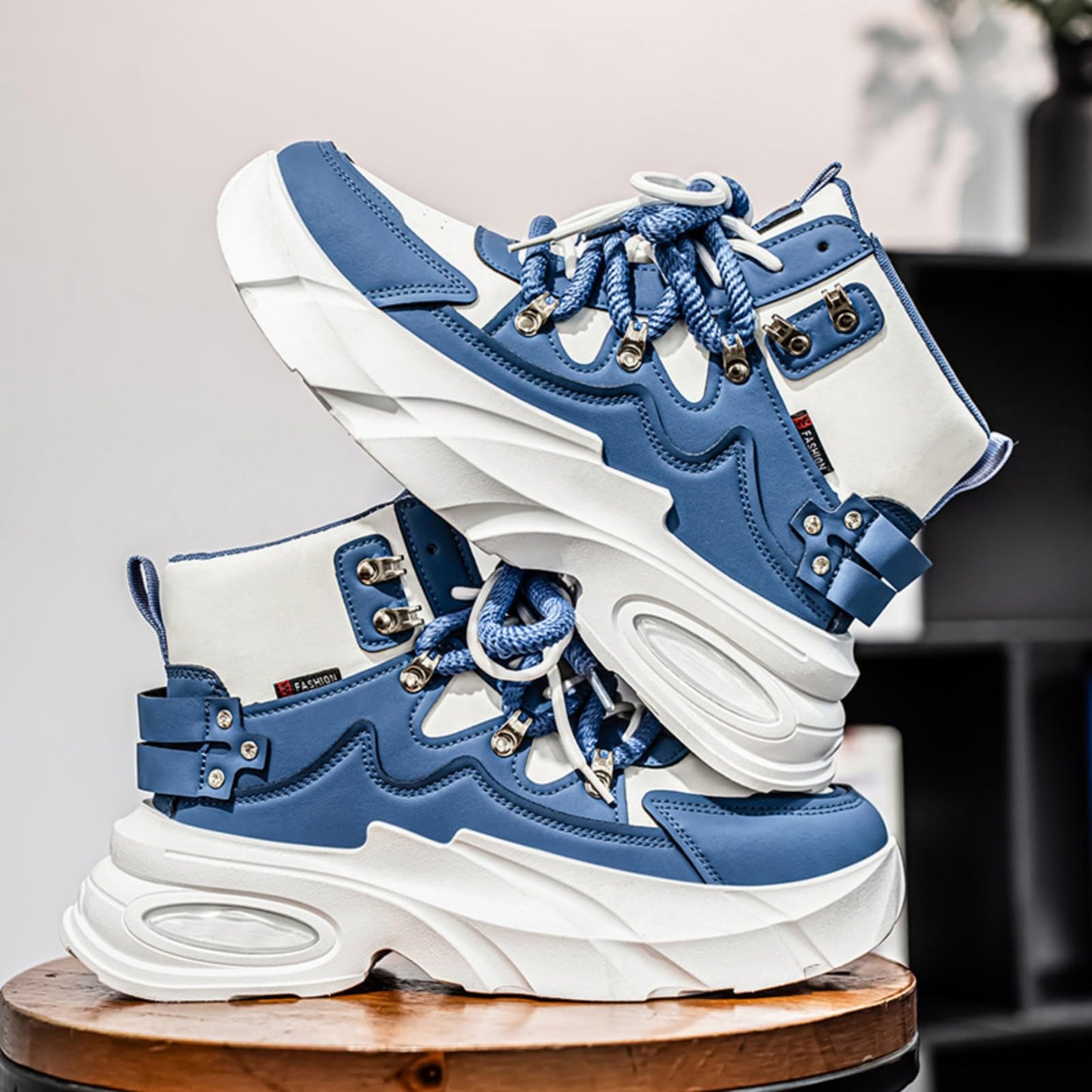 Men's Fashion Platform Sneakers —— Durable, Platform, high - top Casual Shoes, Durable Platform lace - up Casual Shoes, Suitable for Outdoor and Daily wear