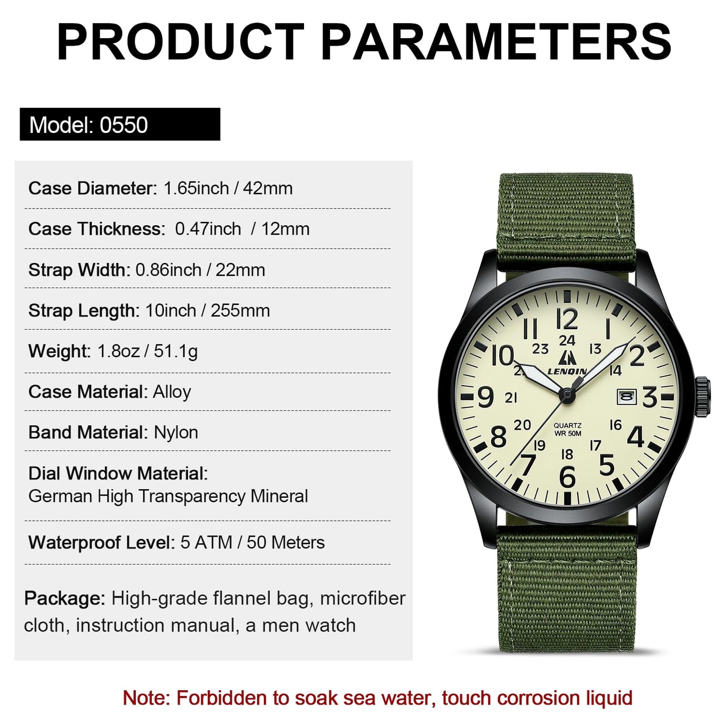 LN LENQIN Mens Watches Unisex Military Sport Nylon Strap Stylish Luminous Fashion Analog Quartz Watch for Men Waterproof Army Tactical Casual Wristwatch