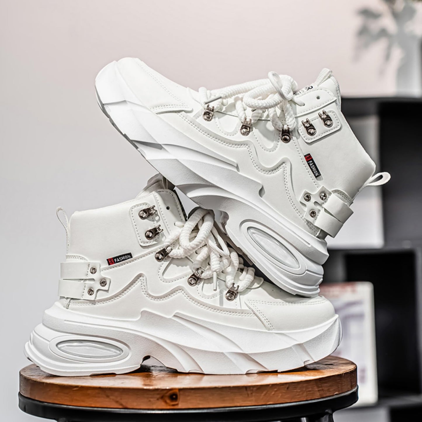 Men's Fashion Platform Sneakers —— Durable, Platform, high - top Casual Shoes, Durable Platform lace - up Casual Shoes, Suitable for Outdoor and Daily wear