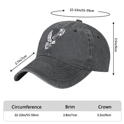 Embroidered Baseball Cap Adjustable Vintage Washed Distressed Denim Baseball Hat for Women Men