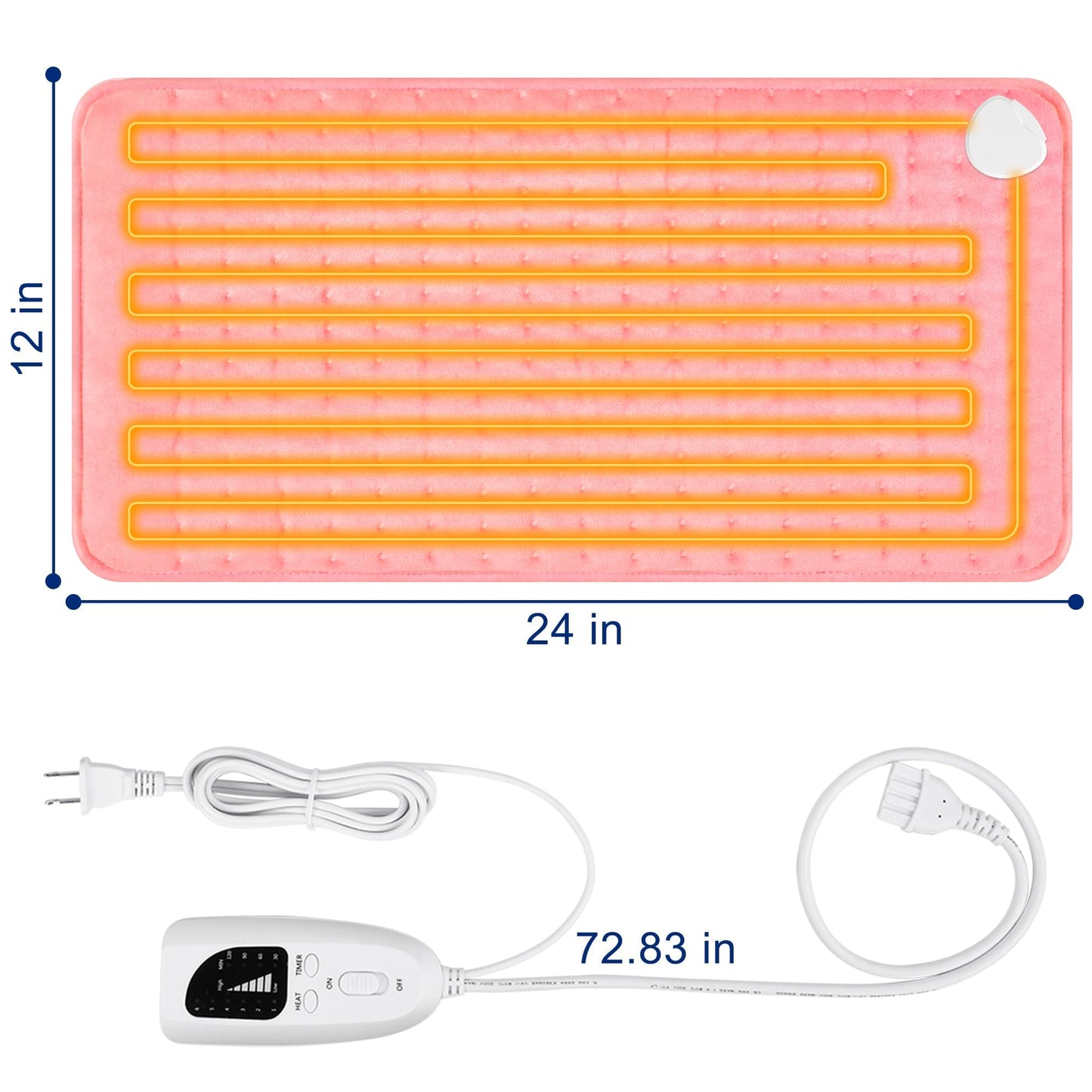 Electric Heating pad with 6 Heat Settings, Auto Shut Off, Dry Electric Heating for Back Neck Knee Arms Legs Shoulder Heat Pads for Christmas Birthday Father Mother's Day (24"X12", Gray Green)