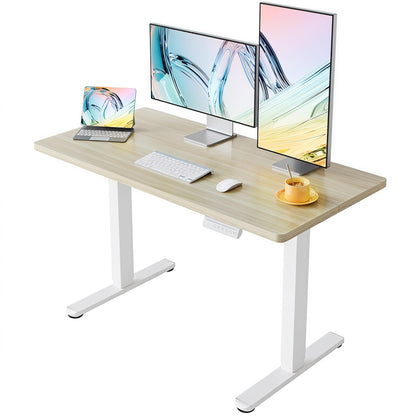 HUANUO 32" Small Electric Standing Desk Adjustable Height, 4 Memory Height Settings, Sit Stand Up Desk for Home Office & Computer Workstation, LightWalnut