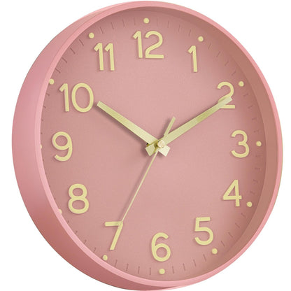 Roymnie Wall Clock Green, Silent Wall Clocks Battery Operated 8 Inch-Modern Non Ticking Analog Clock Decorative for Kitchen Office Bathroom Bedroom(Gold)