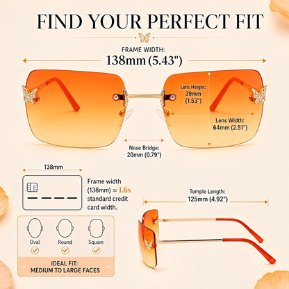 Y2k Sunglasses for Women - Trendy Rimless 2000s Fashion Sun Glasses Rave Shades