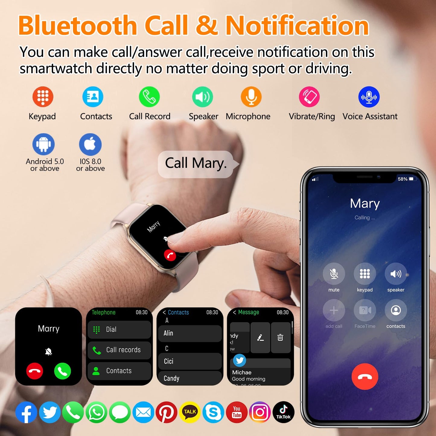 Smart Watch for Women Men, GPS Smartwatches with Heart Rate/SpO2/Sleep/Stress Monitor, 100+ Sports Fitness Watches, IP68 Waterproof Activity Tracker for Android/ iOS Phone (Silver, 1.96"_GPS+Map)
