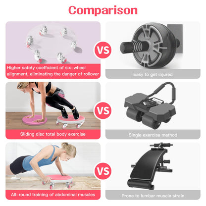 6 Caster Ab Roller, Ab Exercise Equipment with Knee Pads, Ab Roller Wheel for Core Exercise, Abdominal Strength Training for Home Gym, 360° Silent Ab Workout Equipment