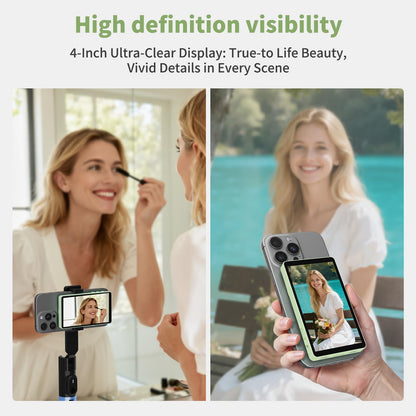 Selfie Monitor Screen, Vlog 4K 30fps Video Recording for iPhone & Android Using Phone Rear Camera for Selfie Vlog Live Stream TikTok, with Blue Tooth Remote, Content Creator Essentials (Purple)