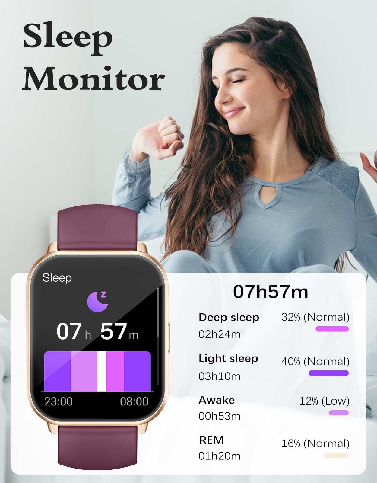 RUIMEN Smart Watches for Women Men (Answer/Make Calls, 2 Bands Included), 1.8" Smartwatch for iOS/Android Phones, Fitness Tracker Heart Rate/Sleep Monitor Digital Watch Waterproof Milky White