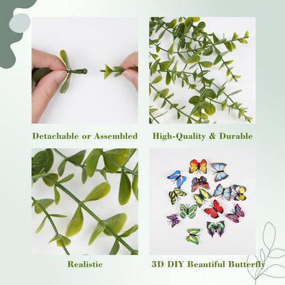 BLEUM CADE Fake Hanging Plants, 2pcs Artificial Pothos Vines Faux Plants Greenery for Wall Home Living Room Office Indoor Outdoor Decor (No Baskets)