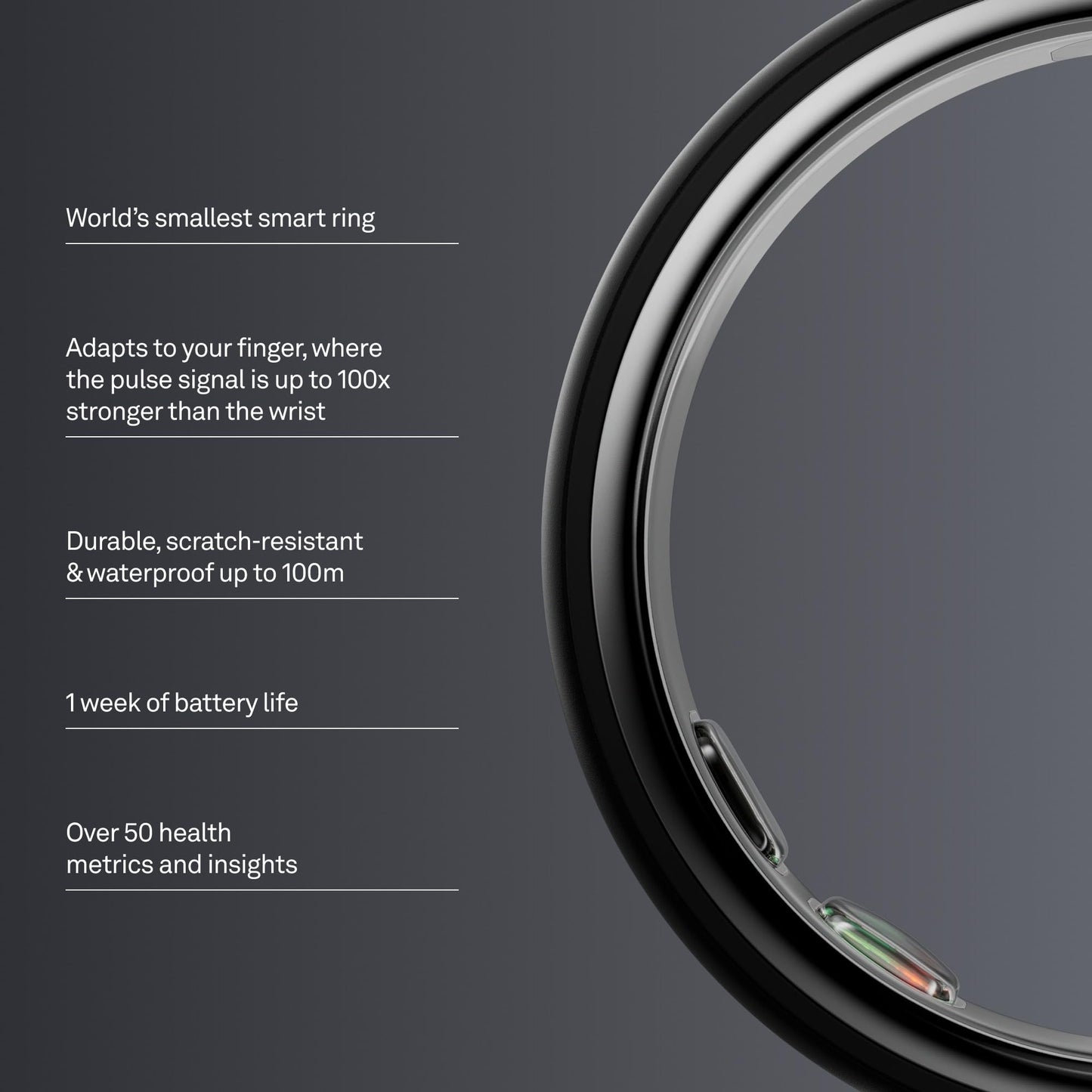 Oura Ring 5 - Stealth - Size 9 - World's Smallest Smart Ring - Sleep, Activity, Women's Health, AI Advisor, 1 Week of Battery Life, Oura App, Android & iOS Compatible
