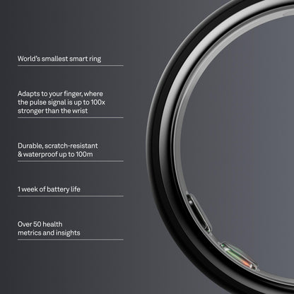 Oura Ring 5 - Stealth - Size 9 - World's Smallest Smart Ring - Sleep, Activity, Women's Health, AI Advisor, 1 Week of Battery Life, Oura App, Android & iOS Compatible