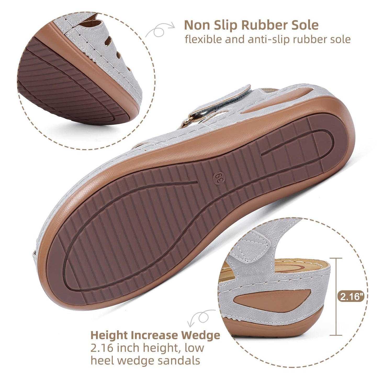 SHIBEVER Women's Wedge Sandals Summer: Closed Toe Sandals for Women Platform Dressy Wedge Size 5-11