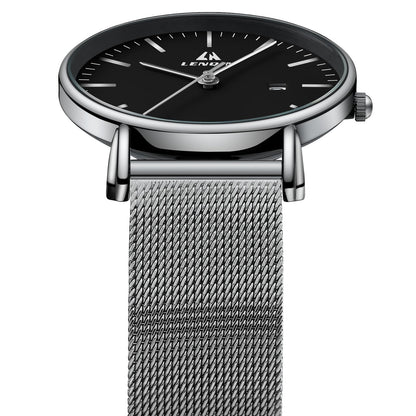 LN LENQIN Mens Watches Waterproof Stainless Steel Watch for Men Analog Quartz Fashion Business Designer Wristwatch