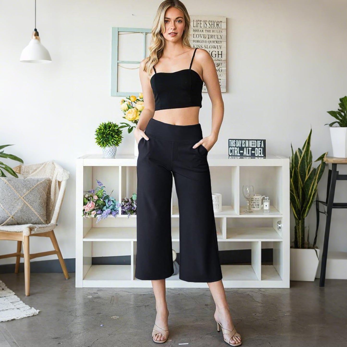 NEW YOUNG 3 Pack Women's Wide Leg Pants with Pockets High Waist Loose Sweatpants Casual Lounge Yoga Workout Palazzo