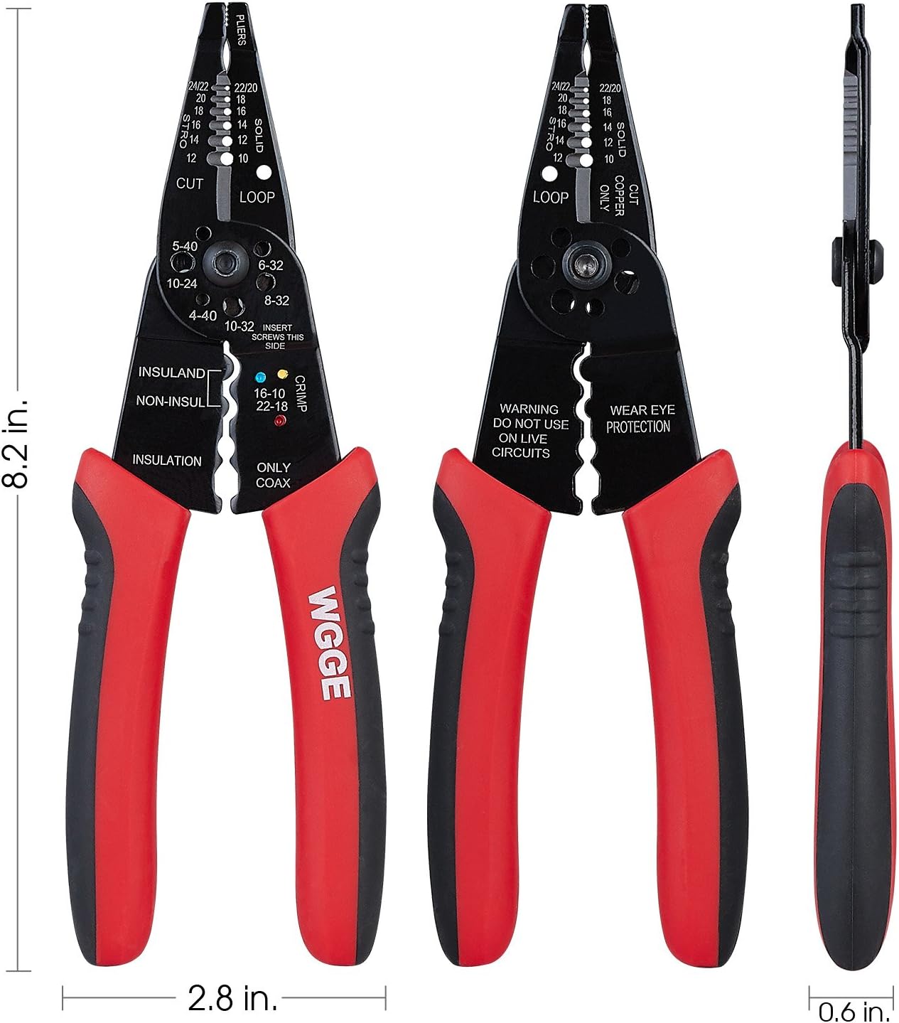 WGGE WG-015 Professional 8-inch Wire Stripper/wire crimping tool, Wire Cutter, Wire Crimper, Cable Stripper, Wiring Tools and Multi-Function Hand Tool