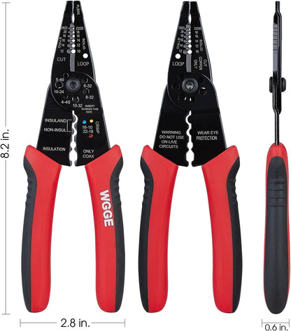 WGGE WG-015 Professional 8-inch Wire Stripper/wire crimping tool, Wire Cutter, Wire Crimper, Cable Stripper, Wiring Tools and Multi-Function Hand Tool