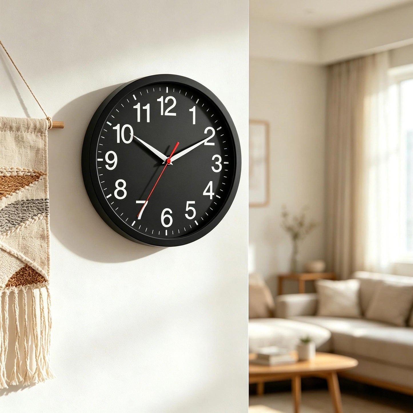 Rohioue Wall Clock Modern 8 Inch Battery Operated Silent Non Ticking Small Analog Clock for Living Room Office Home Bedroom Kitchen Bathroom(Black)