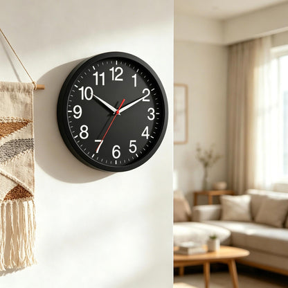 Rohioue Wall Clock Modern 8 Inch Battery Operated Silent Non Ticking Small Analog Clock for Living Room Office Home Bedroom Kitchen Bathroom(Black)