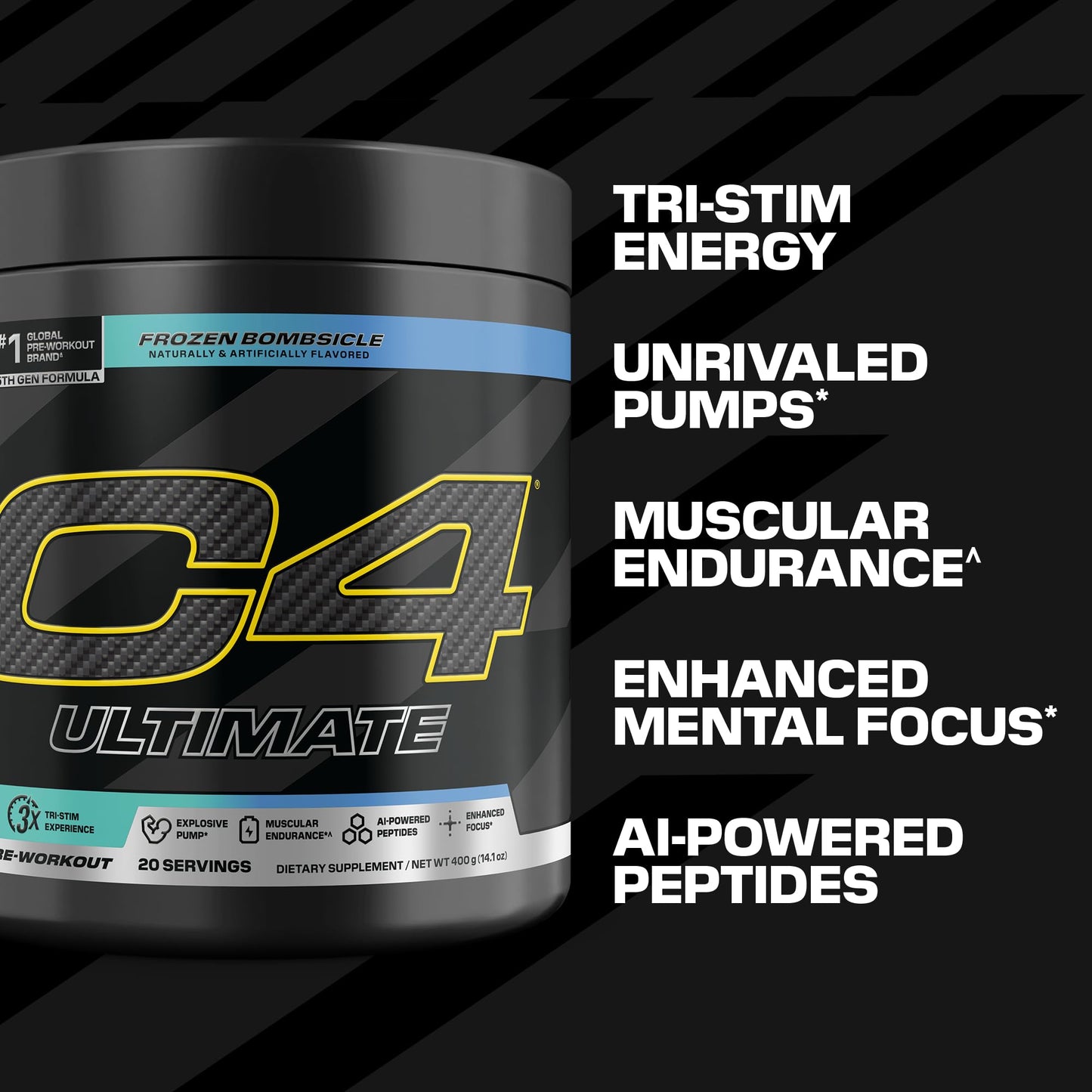 C4 Ultimate Pre Workout Powder Watermelon - Sugar Free Preworkout Energy Supplement for Men & Women - 300mg Caffeine + 3.2g Beta Alanine + 2 Patented Creatines - 20 Servings