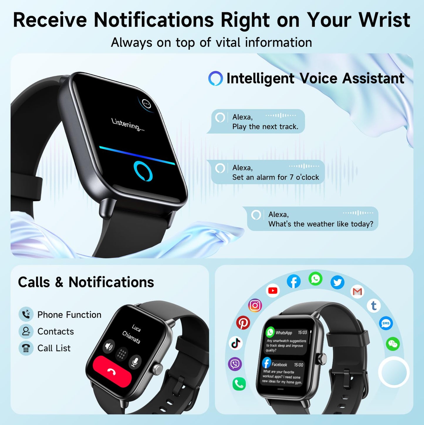 Smart Watch for Women Android & iPhone, Alexa Built-in, IP68 Waterproof Activity Fitness Tracker with Bluetooth Call (Answer/Make), 1.8" Smartwatch with Heart Rate/SpO2/Sleep Monitor, 100+ Sports Mode | Pink