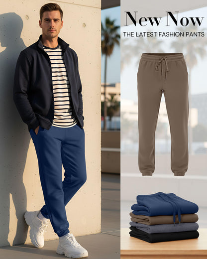 August Alley 4 Pack Mens Athletic Joggers Gym Workout Running Sweatpants Lounge Drawstring Track Sweat Pants with Pockets