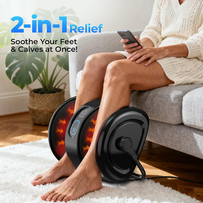 HTM Shiatsu Foot and Calf Massager with Heat – 3 Vibration Speeds and 3 Modes, 3D Deep Kneading & Rolling, Electric Foot Massager with Remote, Machine-Washable Cover, Gift for Men/Women/Birthday