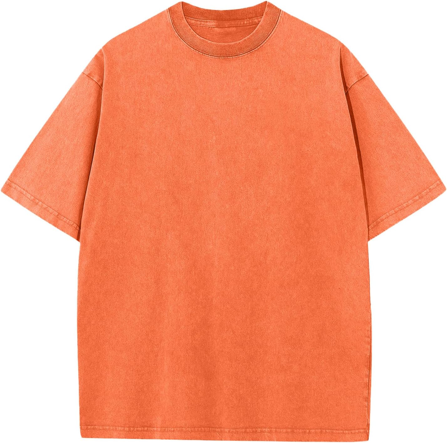 Men's Cotton T-Shirts Oversized Unisex Short Sleeves Casual Loose Wash Solid Basic Tee Tops