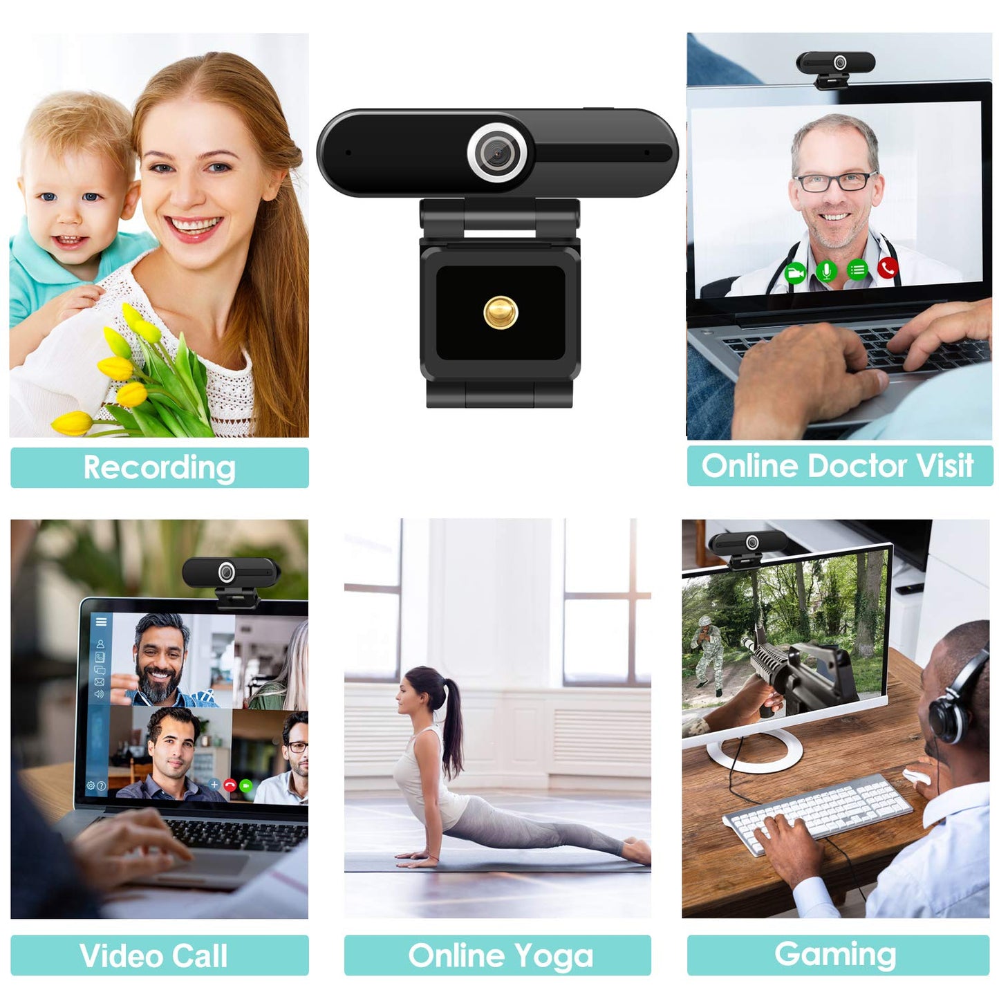 ToLuLu Streaming Webcam 2K 50FPS Web Cam, LED RGB Webcam with Microphone and Light, Autofocus Computer Camera with Cover and Tripod, Plug-Play USB Web cam for PC Desktop/MacBook Gaming Video Calling