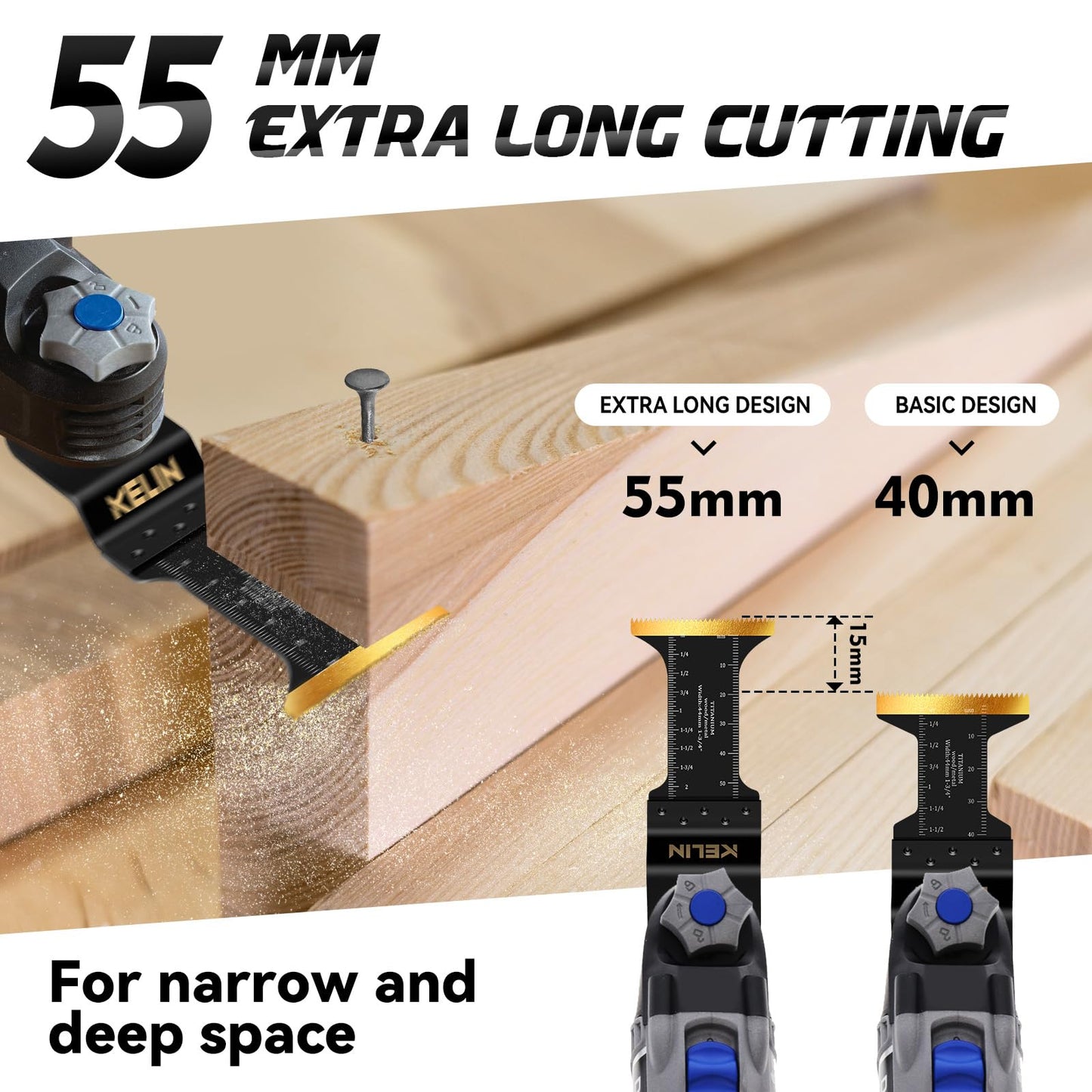 KELIN 6PCS Oscillating Multi Tool Hook Knife Blades, Multitool Saw Blades for Soft Materials Like Roofing Shingles, Carpet, Cardboard & PVC Flooring, Universal Interface