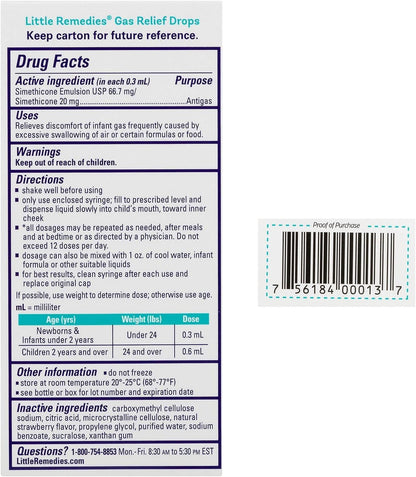 Little Remedies Newborn Gas Relief Drops, Relieves Discomfort from Gas, Baby Medicine with No Artificial Flavors or Dyes, Natural Berry Flavor, 1 Fl Oz (Pack of 3)