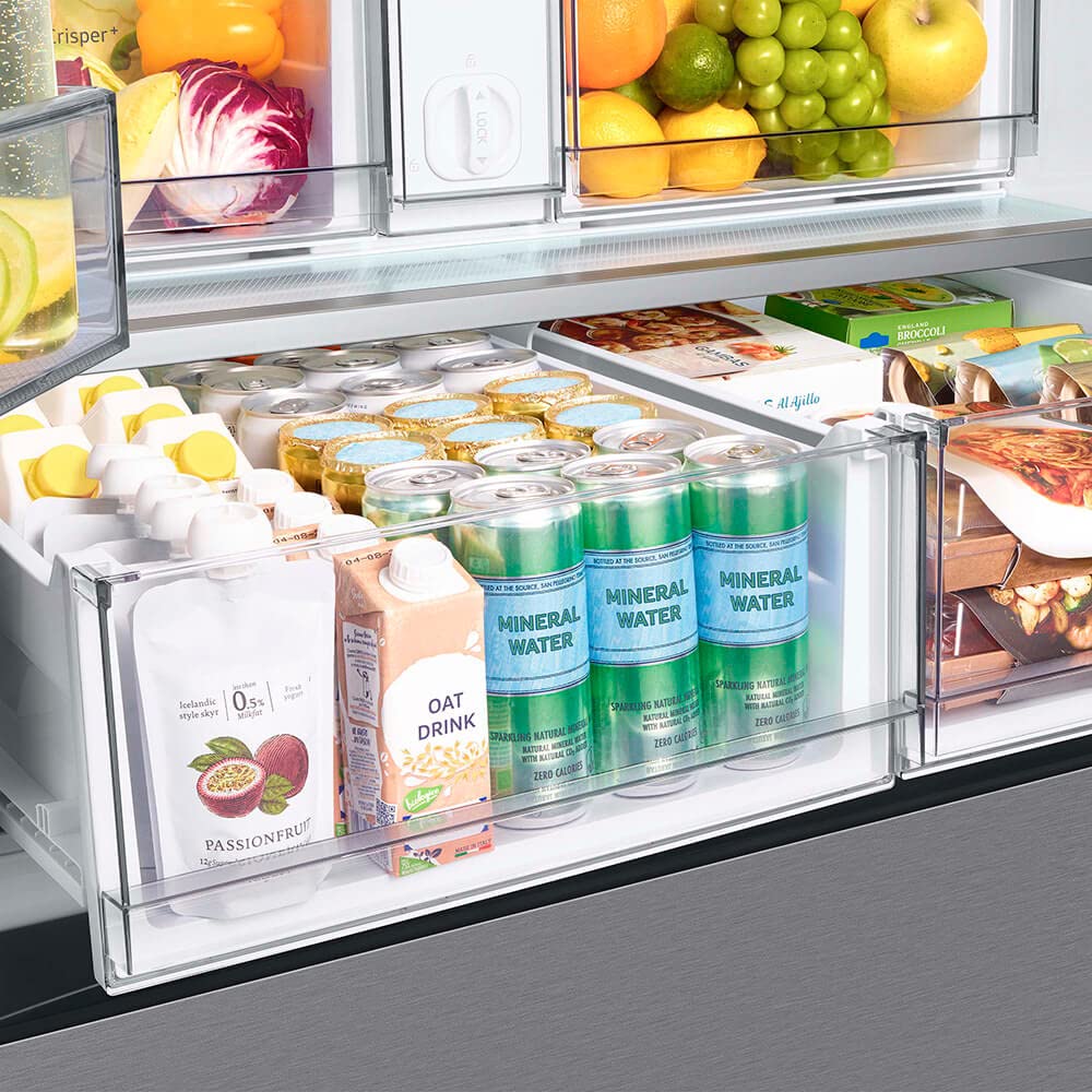 Samsung 17.5 cu. ft. Smart Counter Depth 3-Door French Door Refrigerator, Stainless Steel, RF18A5101SR/AA