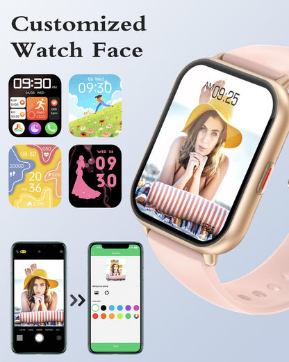 RUIMEN Smart Watches for Women Men (Answer/Make Calls, 2 Bands Included), 1.8" Smartwatch for iOS/Android Phones, Fitness Tracker Heart Rate/Sleep Monitor Digital Watch Waterproof Milky White