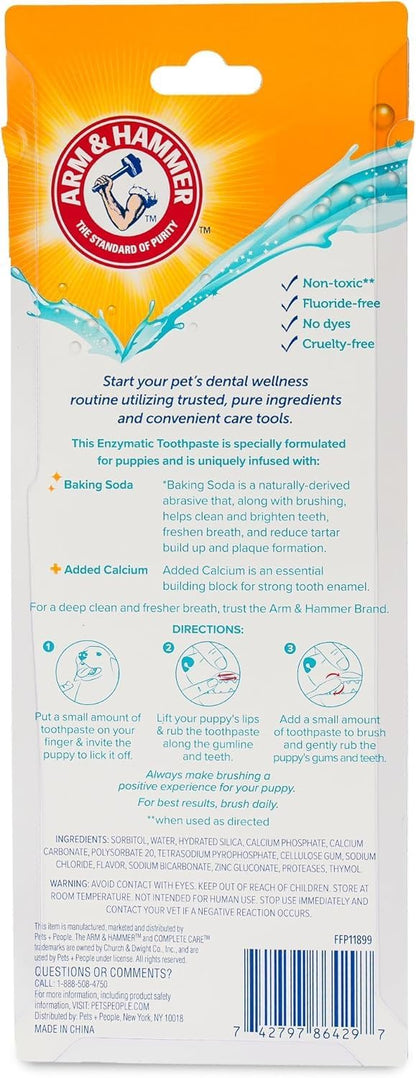 Arm & Hammer Complete Care Dog Dental Kit with Enzymatic Dog Toothpaste, Toothbrush and Finger Brush, Baking Soda and Calcium Formula for Plaque Tartar Control, Chicken Flavor, 2.5 Oz