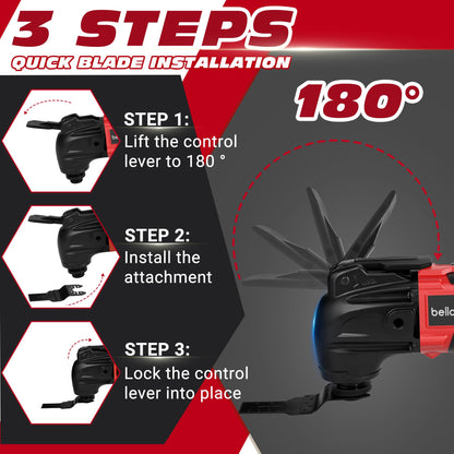 bellaDimora Oscillating Multi-Tool Compatible with DeWalt 20V MAX, 600W Brushless Motor (6000-20000 OPM), 23-Piece Accessory Kit for Cutting Sanding Scraping, Heavy-Duty Power Tool(No Battery)