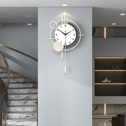 Wall Clock Decorative Large Modern Wall Clock Silent Non-Ticking Battery Operated Gold Unique Pendulum Clock for Living Room,Bedroom,Office,Kitchen,Bathroom,Wall Decor 13.8x21.9in