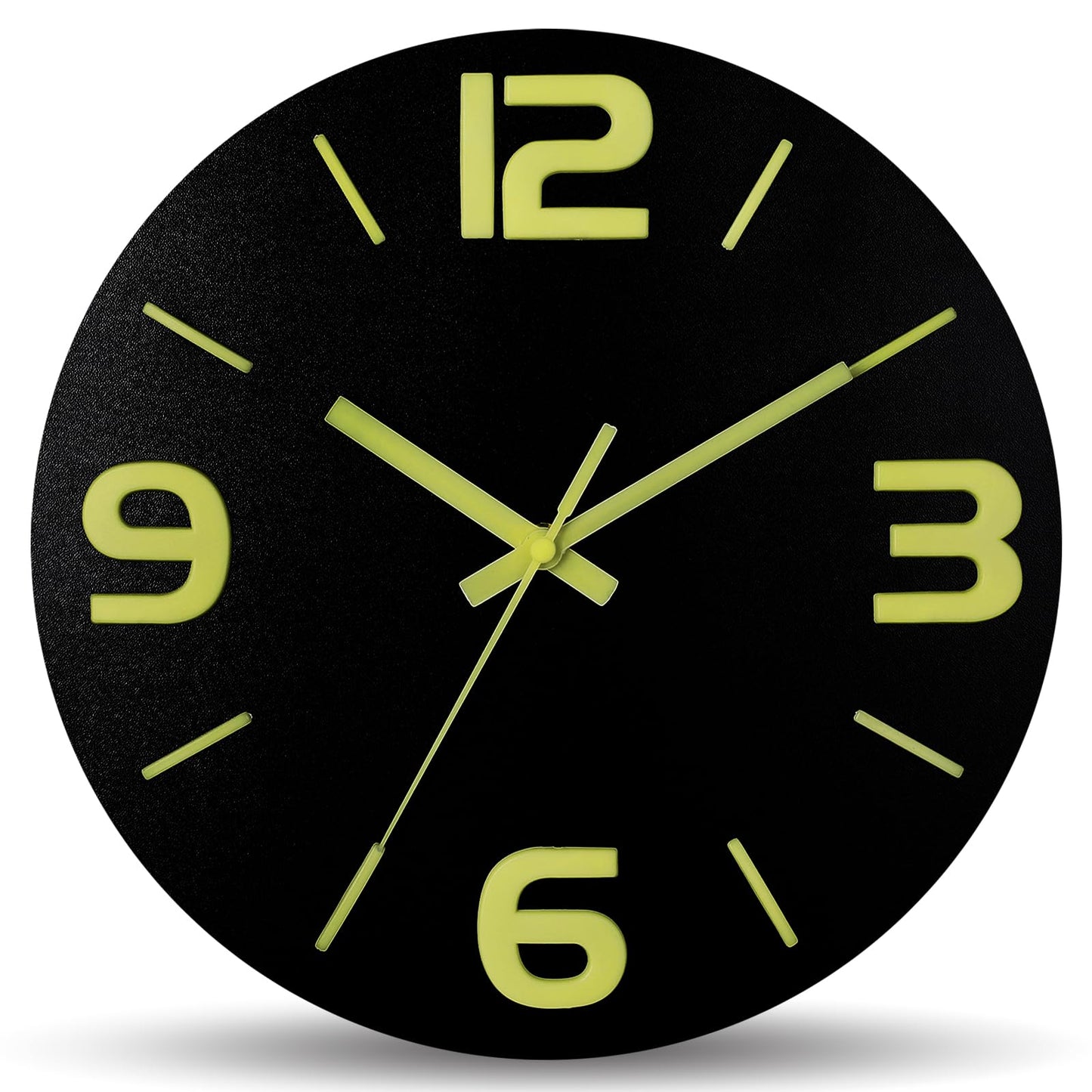 HZDHCLH Wall Clocks Battery Operated,Wall Clock Green,8 inch Wall Clock Silent Non Ticking Modern 3D Numbers for Kitchen Bedroom Living Room Office Classroom Decor