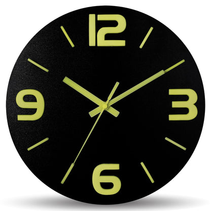 HZDHCLH Wall Clocks Battery Operated,Wall Clock Green,8 inch Wall Clock Silent Non Ticking Modern 3D Numbers for Kitchen Bedroom Living Room Office Classroom Decor